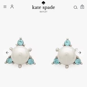 Kate Spade White Pearl and Blue Gem Triangle Earrings